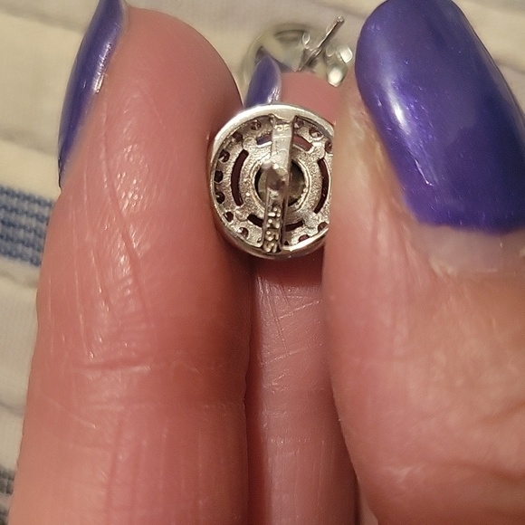 Sterling Silver Stud Earrings with Amethyst Stone Accent NWOT. - Picture 4 of 6